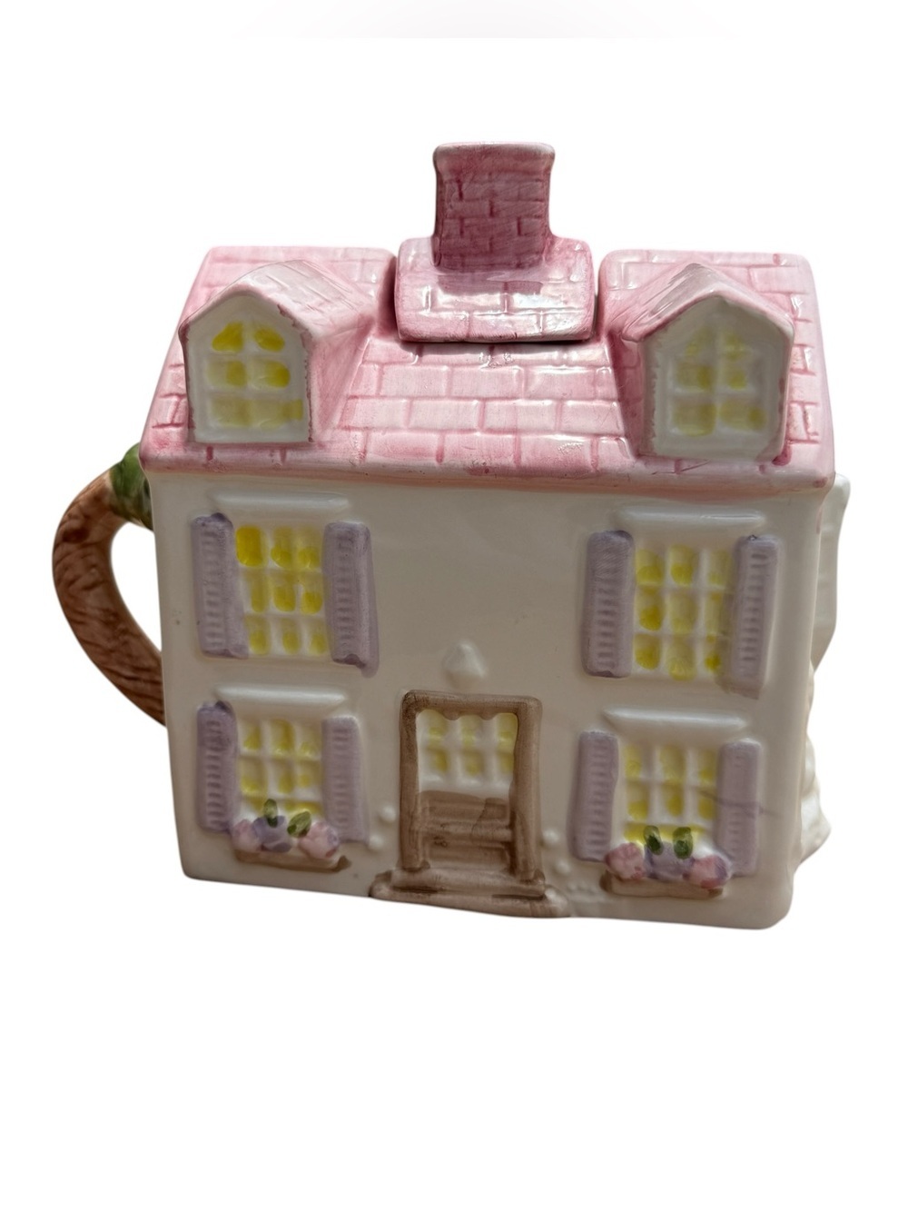 Vintage Midwest Imports Pink Cottage House Teapot Ceramic Cottagecore Decor Rare